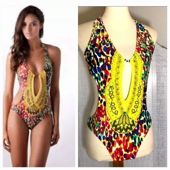 Nanette Lepore Sexy Multi-Colored One Piece Swimsuit Size Medium - Picture 1 of 12